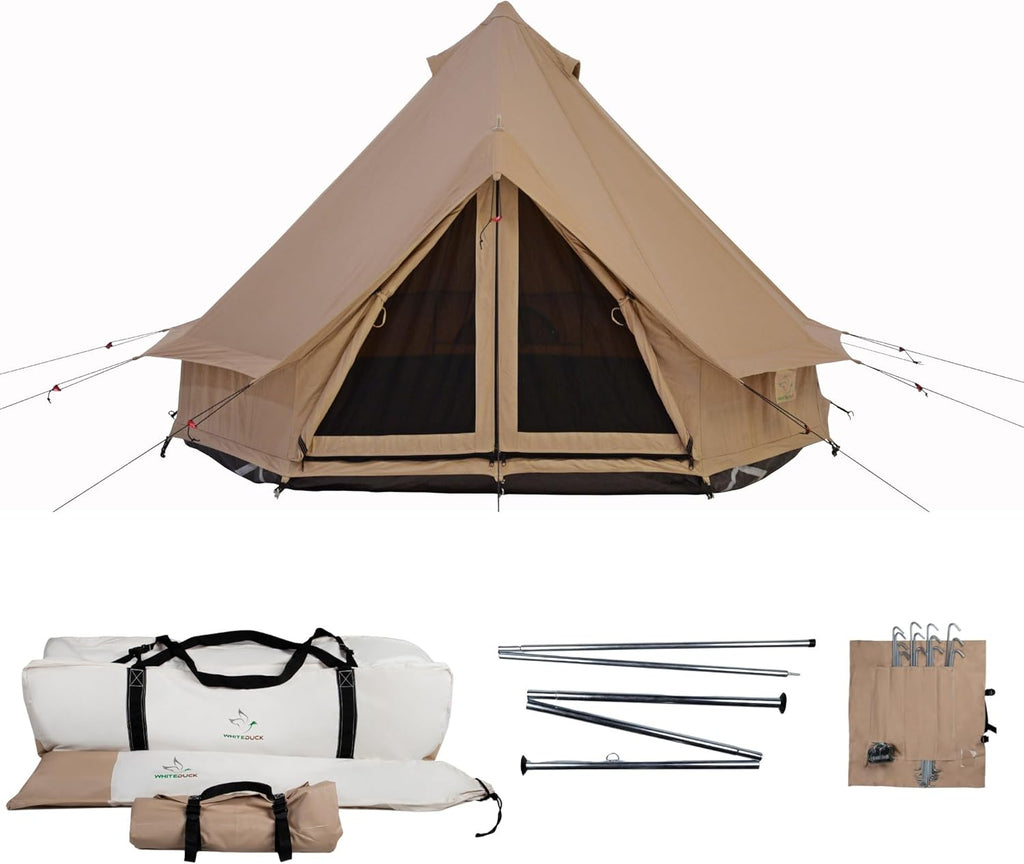 WHITEDUCK Regatta Canvas Bell Tent - w/StoveJack, Waterproof, 4 Season Luxury Camping and Glamping Yurt Tent Outdoor