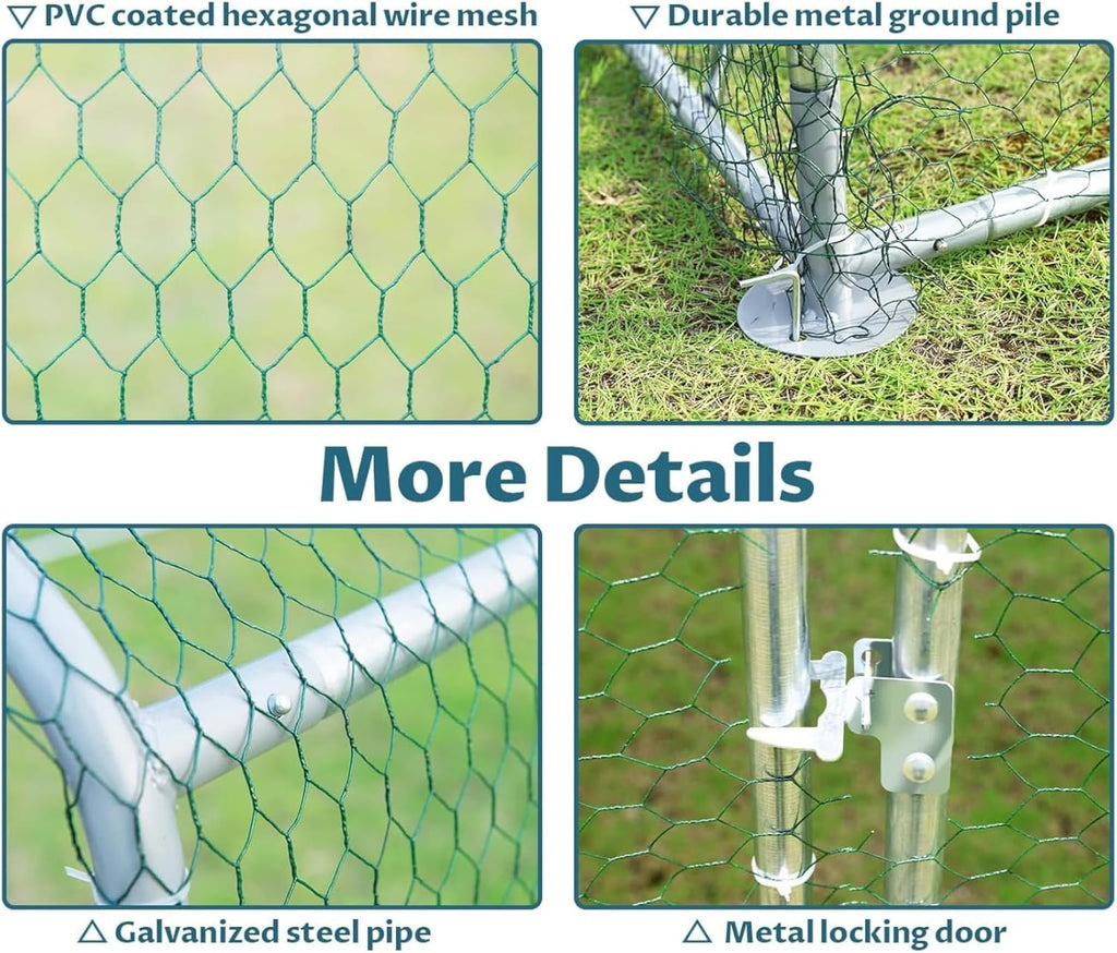 Large Metal Chicken Coop Walk-in Poultry Cage with Waterproof Cover P7504