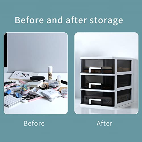 3 Drawer Plastic Storage Bins with Clear Drawers for Home O157