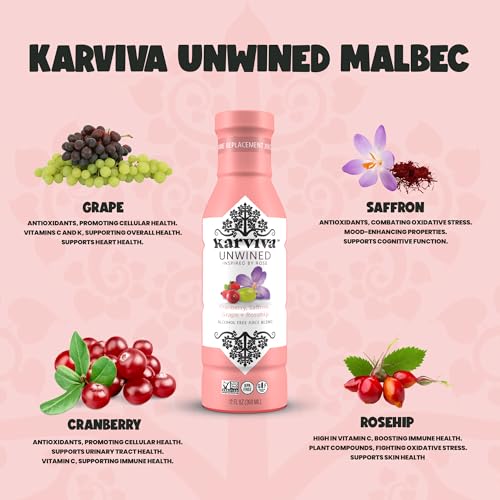 Karviva Unwined Non Alcoholic Malbec Wine, Organic, 4 Pack V27126