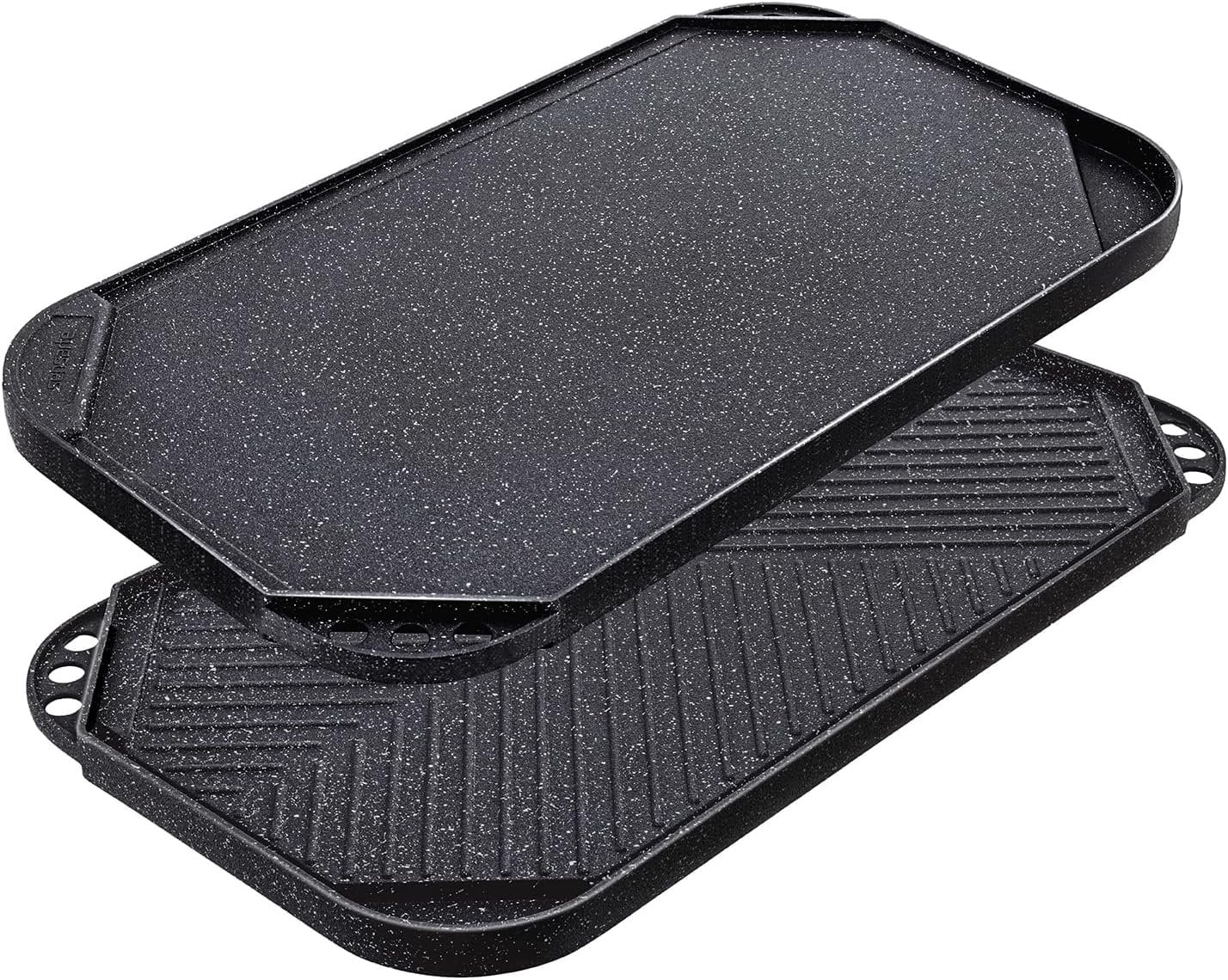 SENSARTE Nonstick Griddle Grill Pan, Pro-Grid Reversible Grill & Griddle Pan, Two Burner Cast Aluminum Griddle, Portable for Indoor Stovetop or Outdoor Camping BBQ, 19.5" x 10.7"