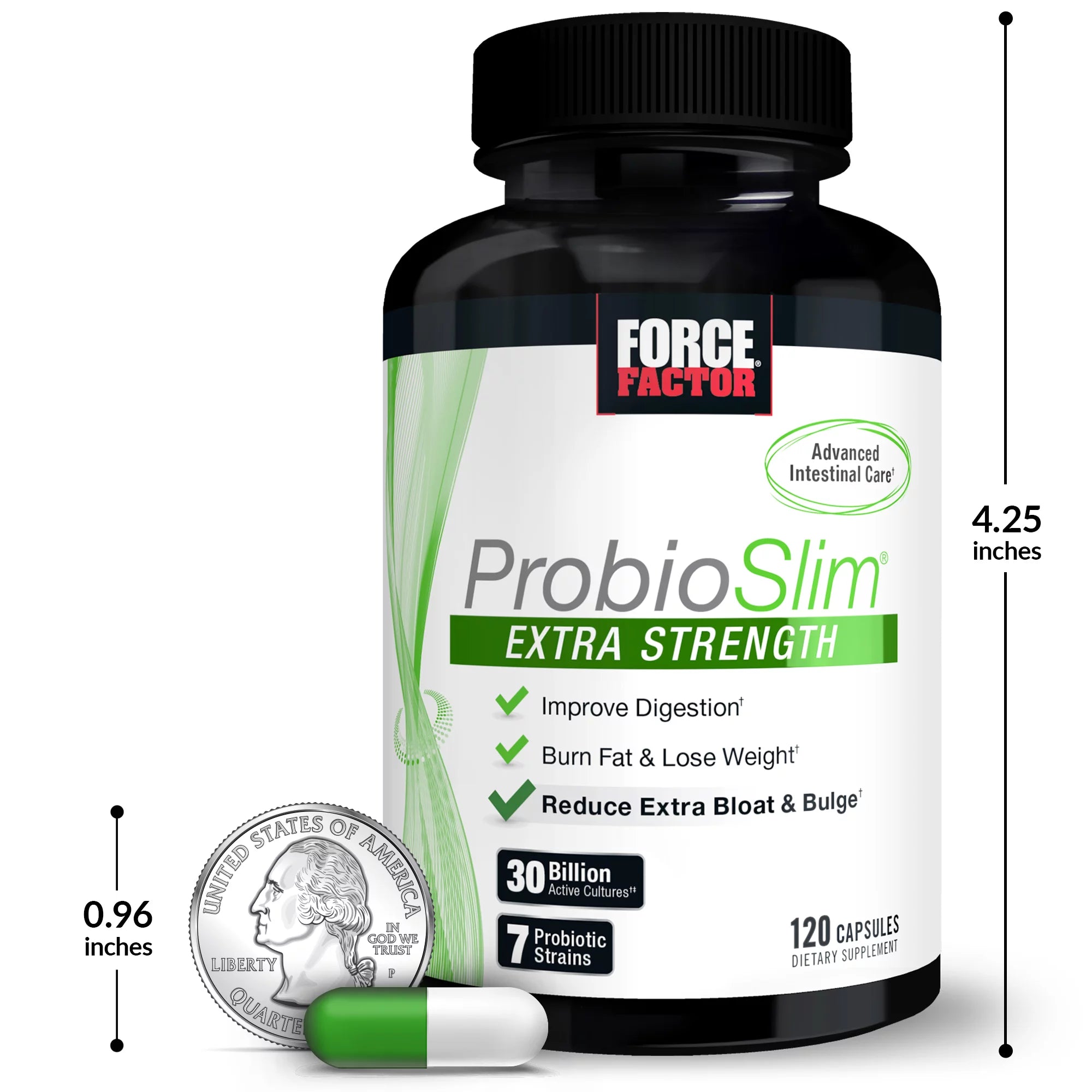 Force Factor ProbioSlim Extra Strength Probiotic Supplement, 120 Capsules W3740