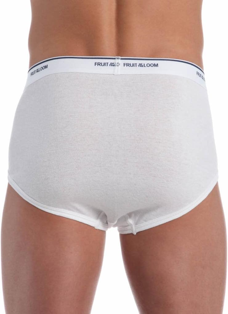 Fruit of the Loom Men's Cotton Brief Underwear, Multi-Pack, White, Large B5400