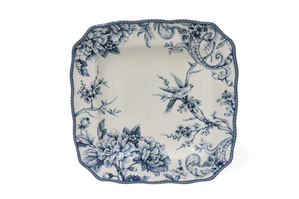 Adelaide Square Porcelain Dinnerware Set, 16-Piece, Blue Toile L8505