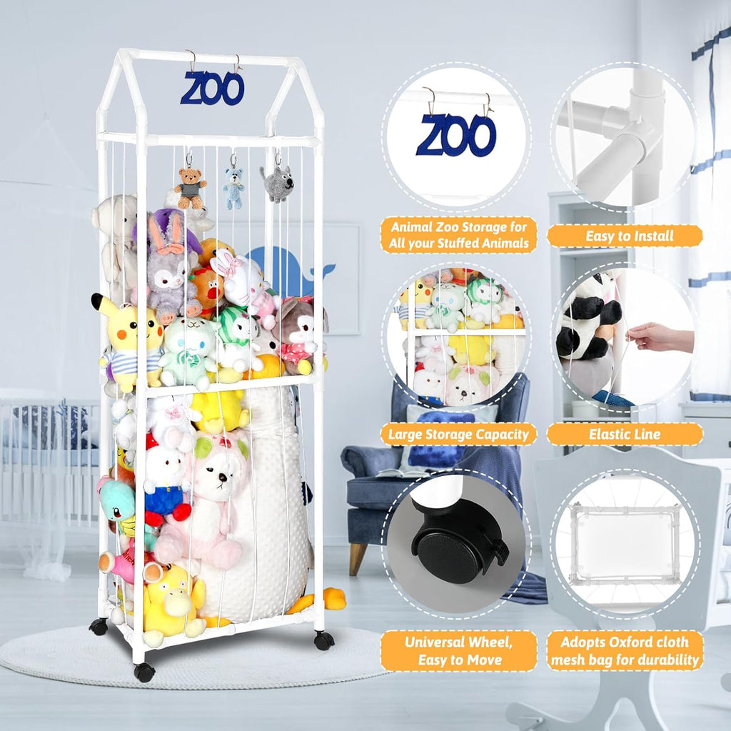 Stuffed Animal Storage Zoo Holder with Elastic Band and Net E5028