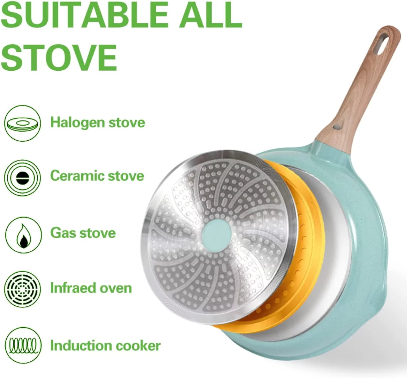 Nonstick Cookware Set 12-Piece Granite Coating Pots and Pans U8802