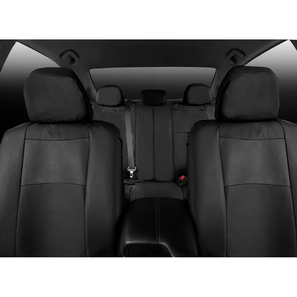 BDK Classic Black Faux Leather Car Seat Covers Full Set O638