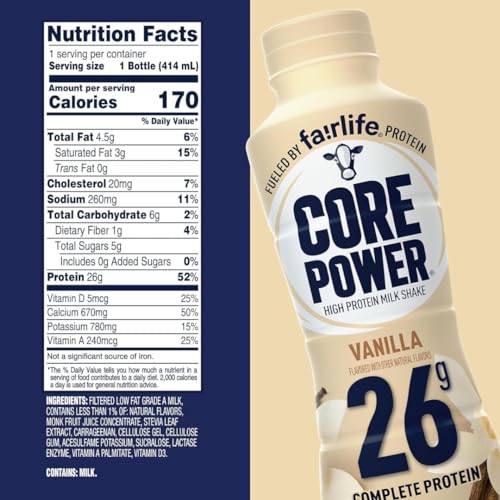Fairlife Core Power High Protein Shake, Vanilla, 14 fl oz, 26g, Pack of 6 Z29685