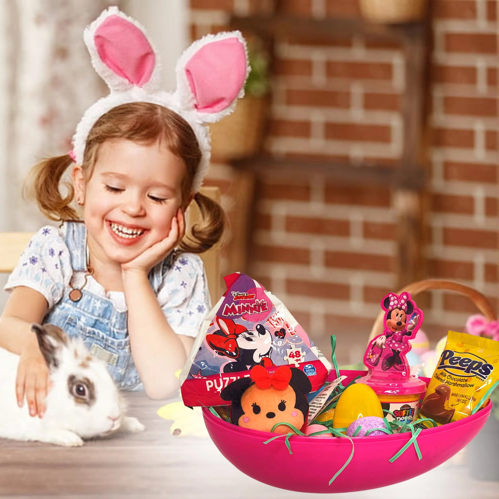Happy Easter Basket Pre-Filled Jumbo Egg with Minnie Mouse Plush Toy & Candies V69598