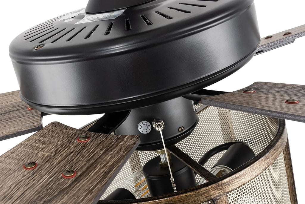 52" Farmhouse Ceiling Fan with Lights and Remote, Matte Black B733