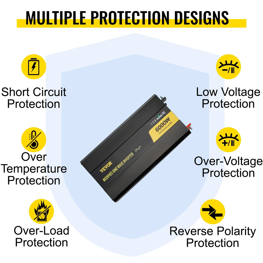 VEVOR 6000W Modified Sine Wave Power Inverter 12V to 120V V656734