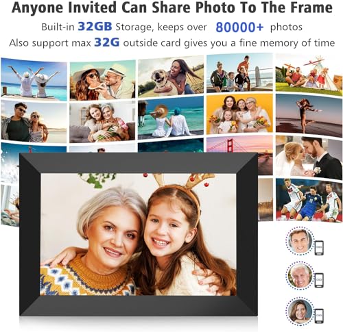 Frameo 10.1 Inch WiFi Digital Picture Frame with Touch Screen, 32GB, Black G5743