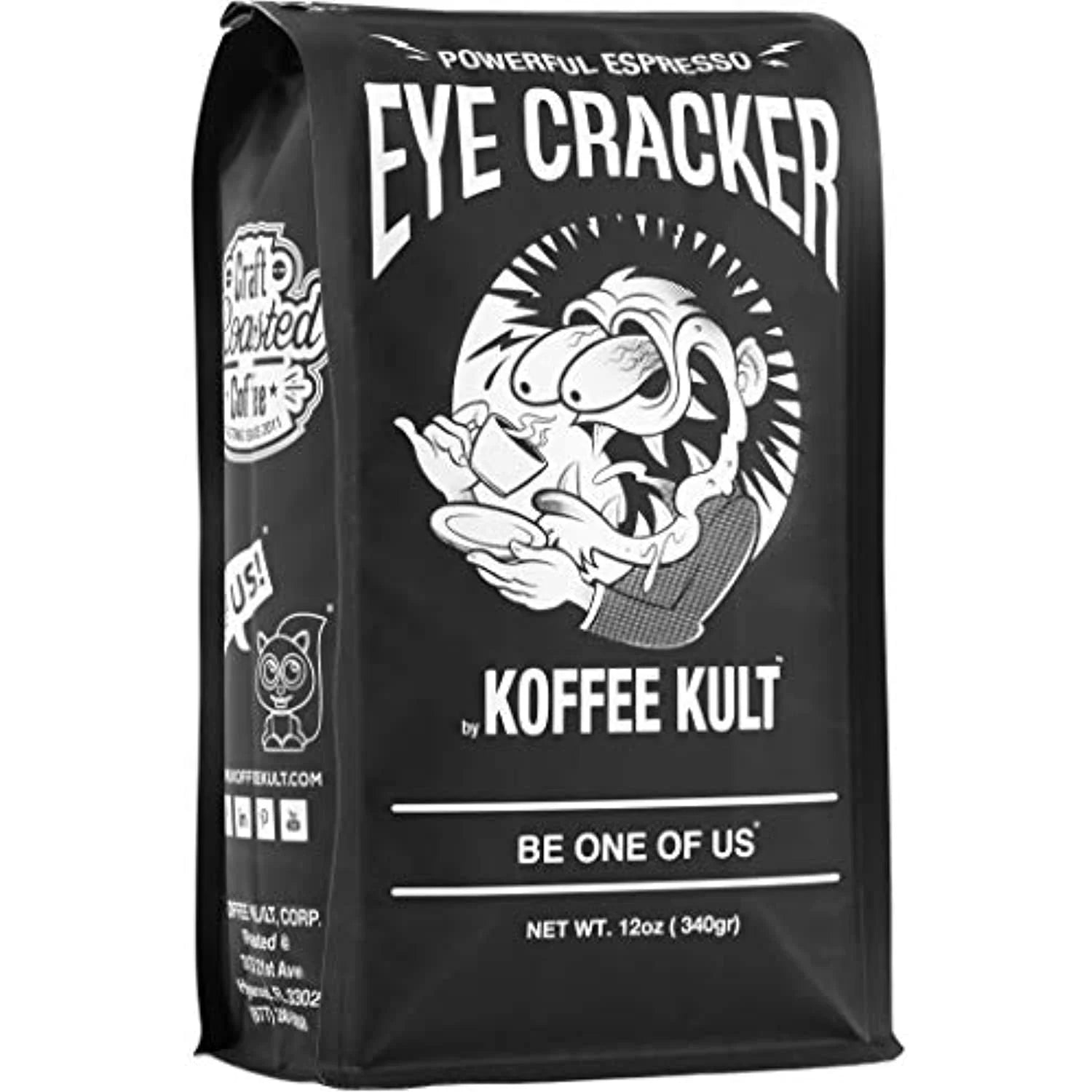 Koffee Kult Eye Cracker Espresso Beans - Bright, Bold Medium Roast With A Citrus Twist Coffee (12 Ounce Rd)