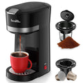 Secura Single Serve Coffee Maker for K Cup One Cup Coffee Maker with Ground Coffee Basket 12 Oz. Brew Size Pod Coffee Maker Capsule Coffee Machine for Travel Cup Stainless Steel