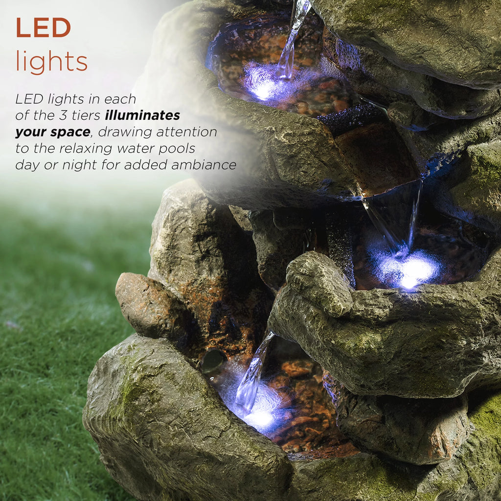 Alpine Corporation 22" Outdoor 3-Tier Rock Tabletop Fountain K42406