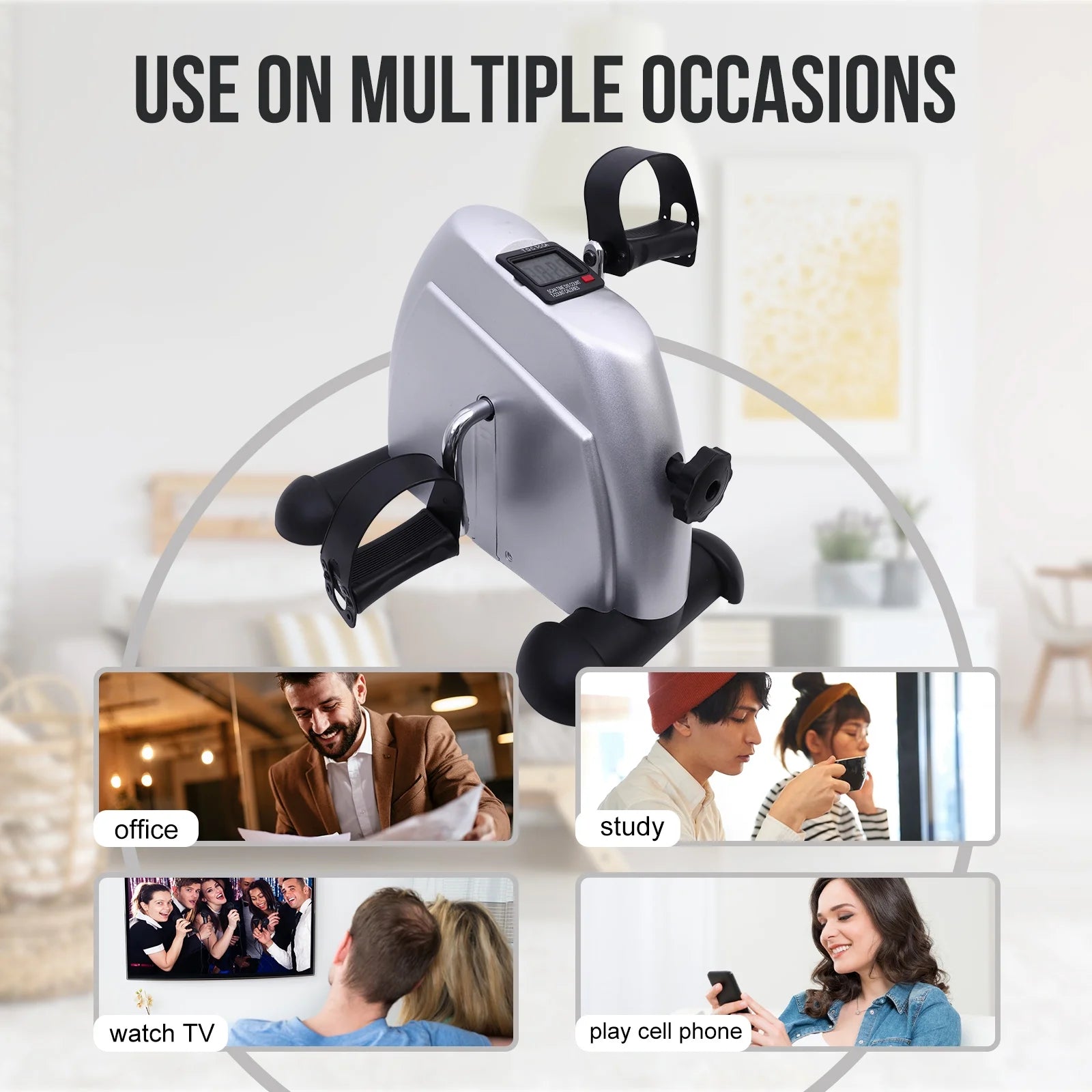 Under Desk Bike Pedal Exerciser with LCD Display for Arm and Leg Exercise H131900