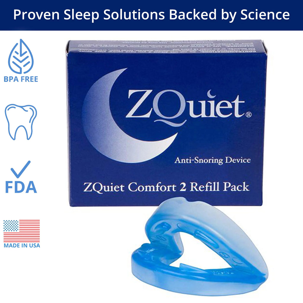 ZQuiet Anti-Snoring Mouthpiece Solution - Comfort Size #2 (Single Device) - Made in USA Snoring Solution for a Better Night’s Sleep (Clear)