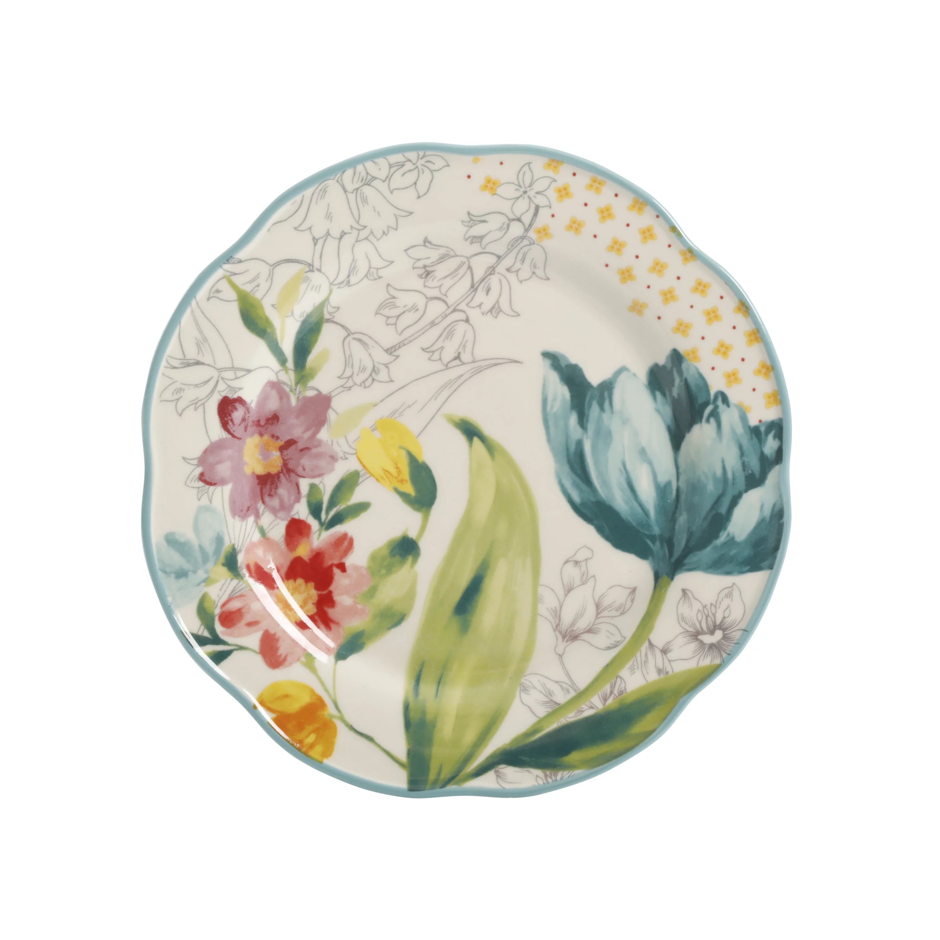 The Pioneer Woman Blooming Bouquet White Ceramic 12-Piece Dinnerware Set W31027