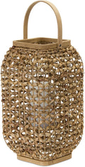 Melrose Candle Holder Home House Decorative Lantern 21.5" H Wicker/Glass