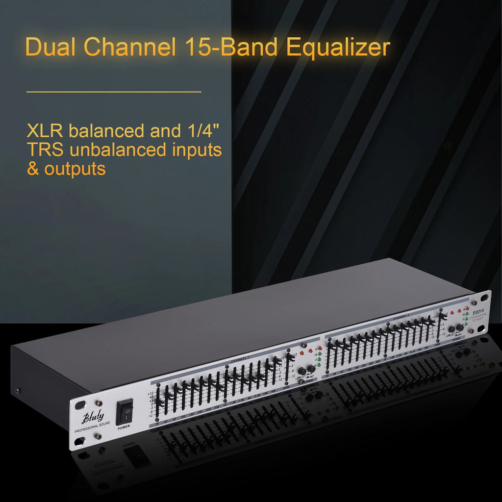 Btuty EQ-215 Dual Channel 15-Band Equalizer 1U Rack Mount Graphic Equalizer L447110
