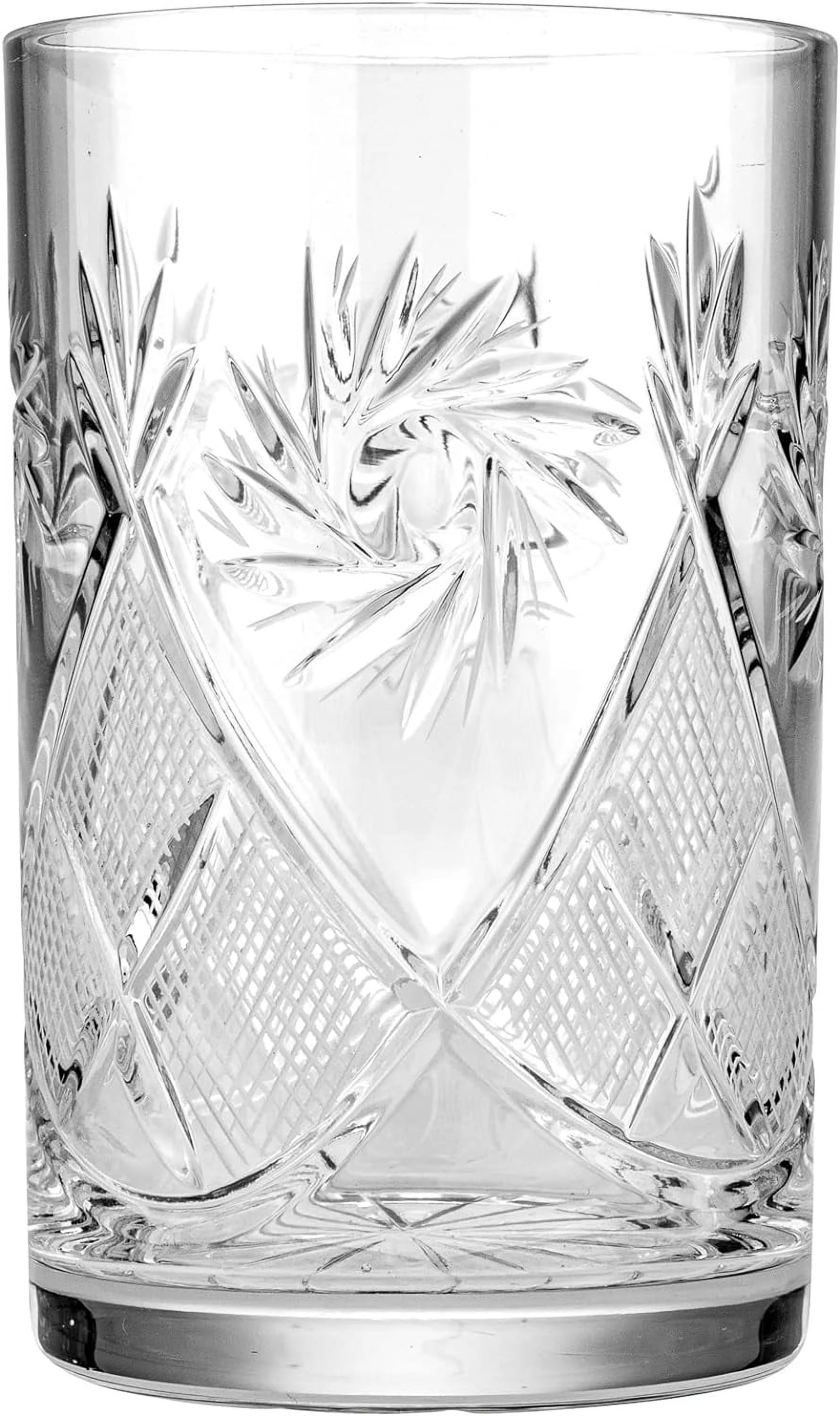 Hand Made Vintage Russian Crystal Tea Beverage Glasses For"Podstakannik", Old-Fashioned Glassware