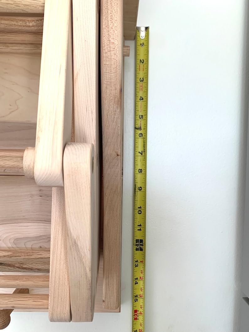 Collapsible Wooden Wall Mounted Drying Rack with Peg Hooks G8726