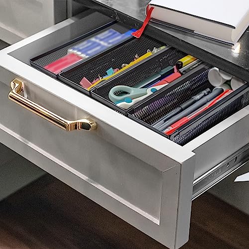 2PCS Drawer Organizer with Interlocking Arm for Kitchen Utensils, Black M554935