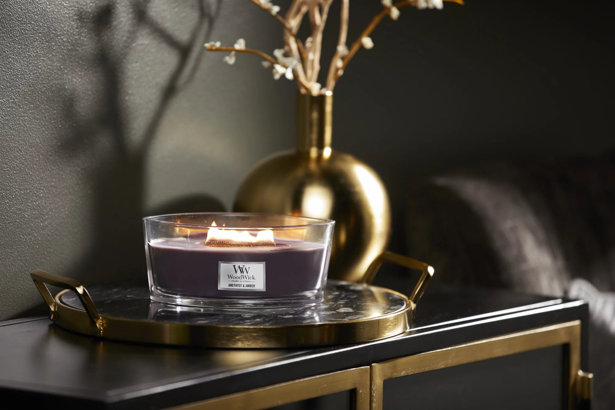 WoodWick Amethyst & Amber Ellipse Candle I85022