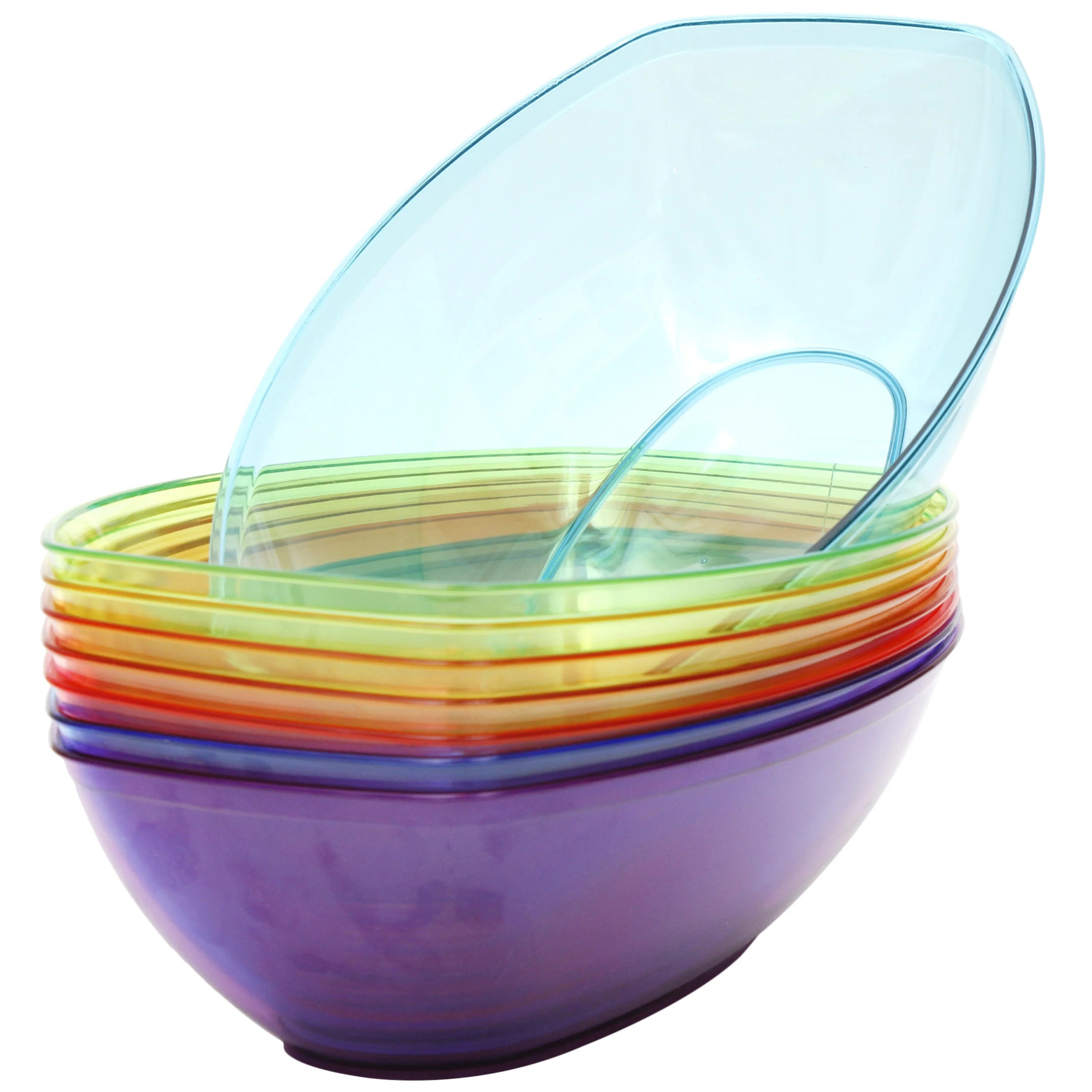 8 Pack 80 oz Luau Plastic Mixing and Serving Bowls, Rainbow V570