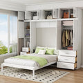Harper & Bright Designs Full Size Murphy Bed Wall Bed with Lockers and Wardrobes, Wooden Folding Murphy Cube Cabinet Bed for Bedroom, Guest Room or Home Office, Easy Assembly (White, Full)