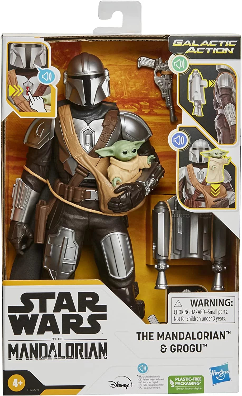 Star Wars Galactic Action The Mandalorian Grogu Interactive Electronic 12-Inch-Scale Action Figures, Star Wars Toys for Kids Ages 4 and Up