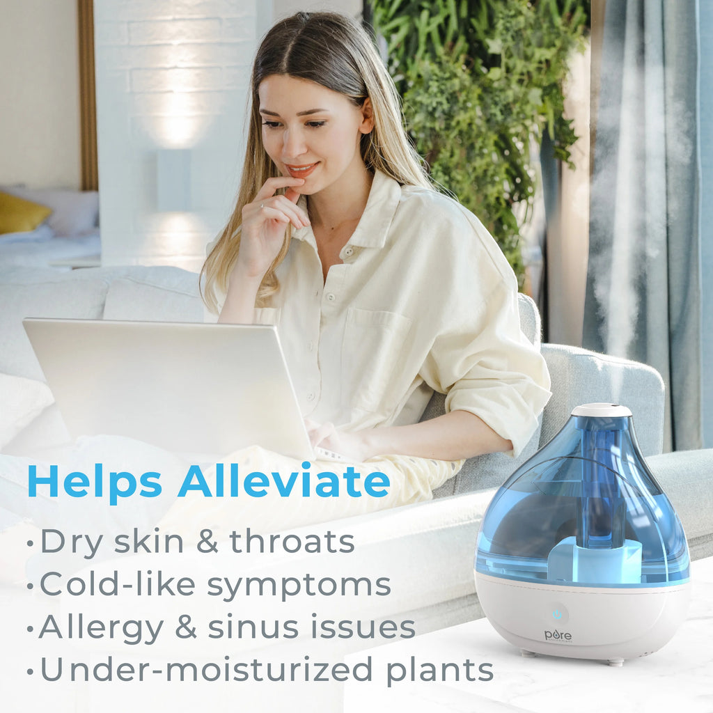Pure Enrichment MistAire Ultrasonic Cool Mist Humidifier, 360° Rotation Nozzle, Auto Shut-Off T97272