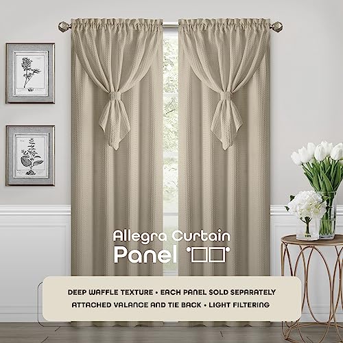 Achim Home Decor Allegra Window Curtain Panel with Valance, 42x84 Inch, White J8575