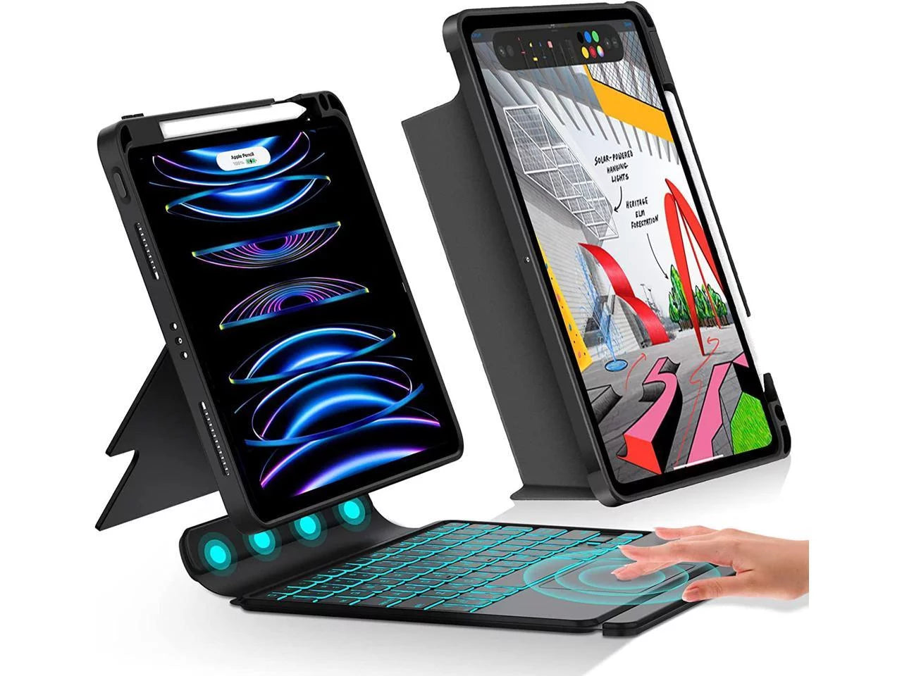 Magnetic Keyboard Case For iPad Pro 11 inch 4th 3rd 2nd 1st Gen 2022 2021 2020 2018, iPad Air 5 Air 4 10.9 2022 2020 with Pencil Holder, Backlit, Trackpad