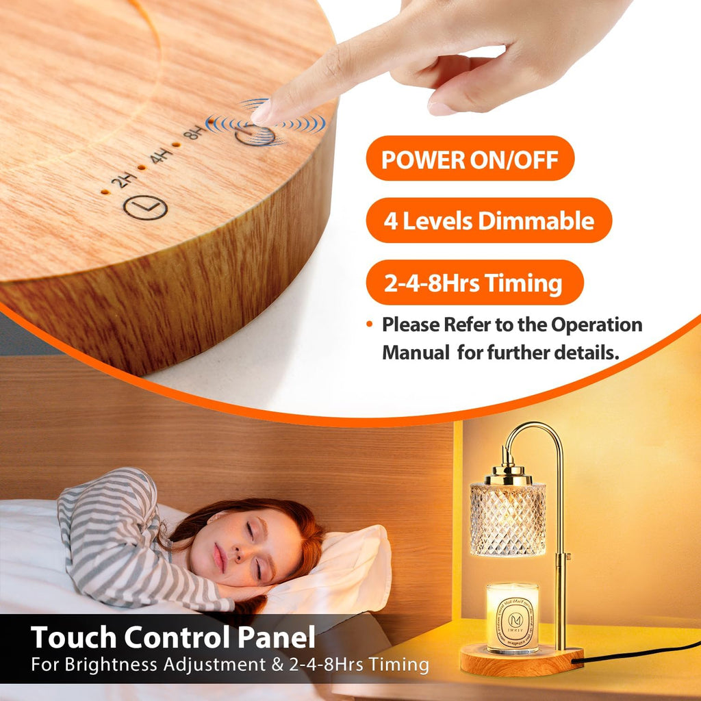 Candle Warmer Lamp with Remote Control, Dimming & Timer, Height Adjustable, 2 Bulbs N1077