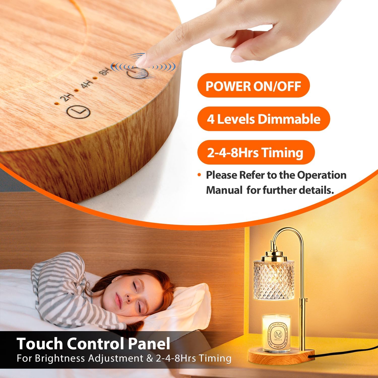 Candle Warmer Lamp with Remote Control, Dimming & Timer, Height Adjustable, 2 Bulbs N1077