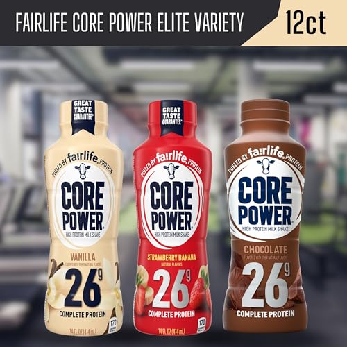 Core Power Fairlife 26g Protein Milk Shakes Chocolate 14 Fl Oz (Pack of 12) with Key Chain D625937