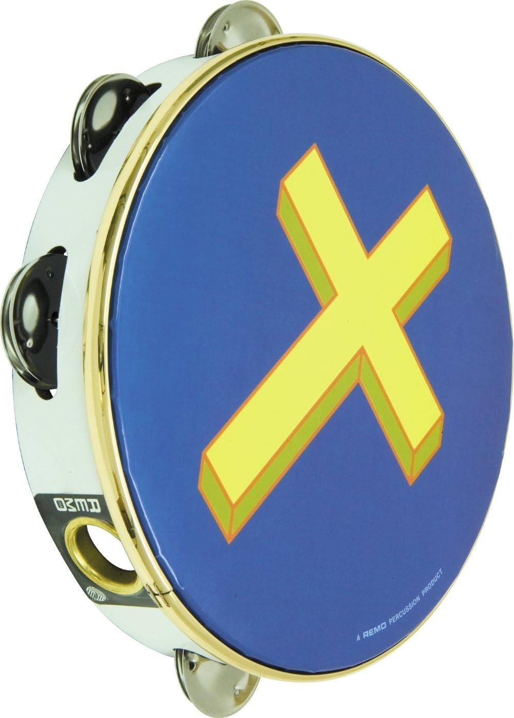 Remo Tambourine, 8" Diameter, 8 Pairs Jingles x 1 Row, Gold Cross' Graphic