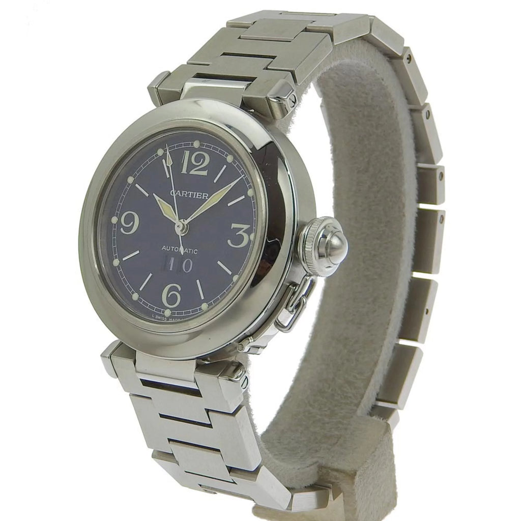 Cartier Pasha C Watch W31047M7 Stainless Steel Automatic Navy Dial C3195