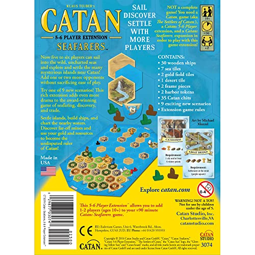 CATAN Seafarers Board Game Expansion for 2 Players | Adventure Game for Adults and Family L868