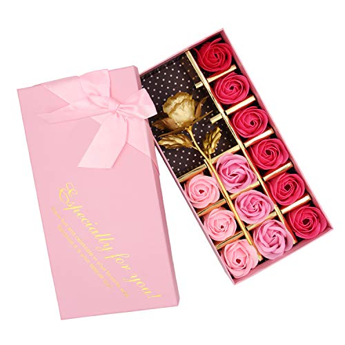 18 PCS Floral Scented Bath Soap Rose Flower Petals, Plant Essential Oil Rose Soap Set, Best Gifts for Her Women Girls Mom Lover Birthday Valentine Christmas (Pink)