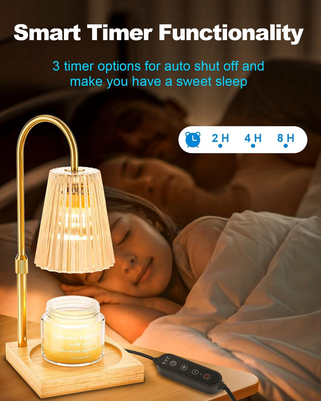 Candle Warmer Lamp with Timer, Dimmable, Adjustable Height, 2 Bulbs Included N209501