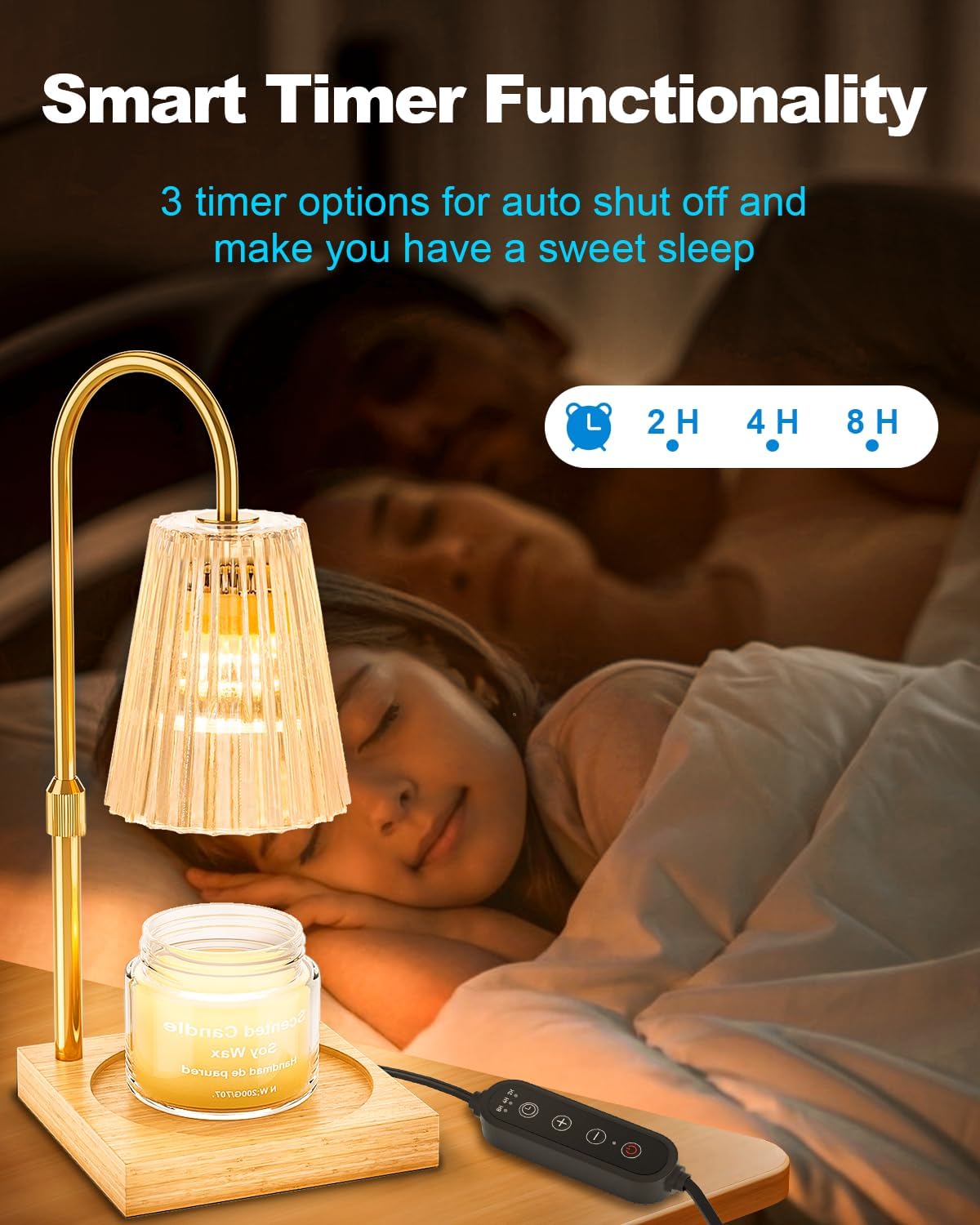 Candle Warmer Lamp with Timer, Dimmable, Adjustable Height, 2 Bulbs Included N209501