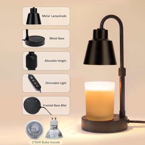 Black Adjustable Candle Warmer Lamp with Timer Dimmer O916765