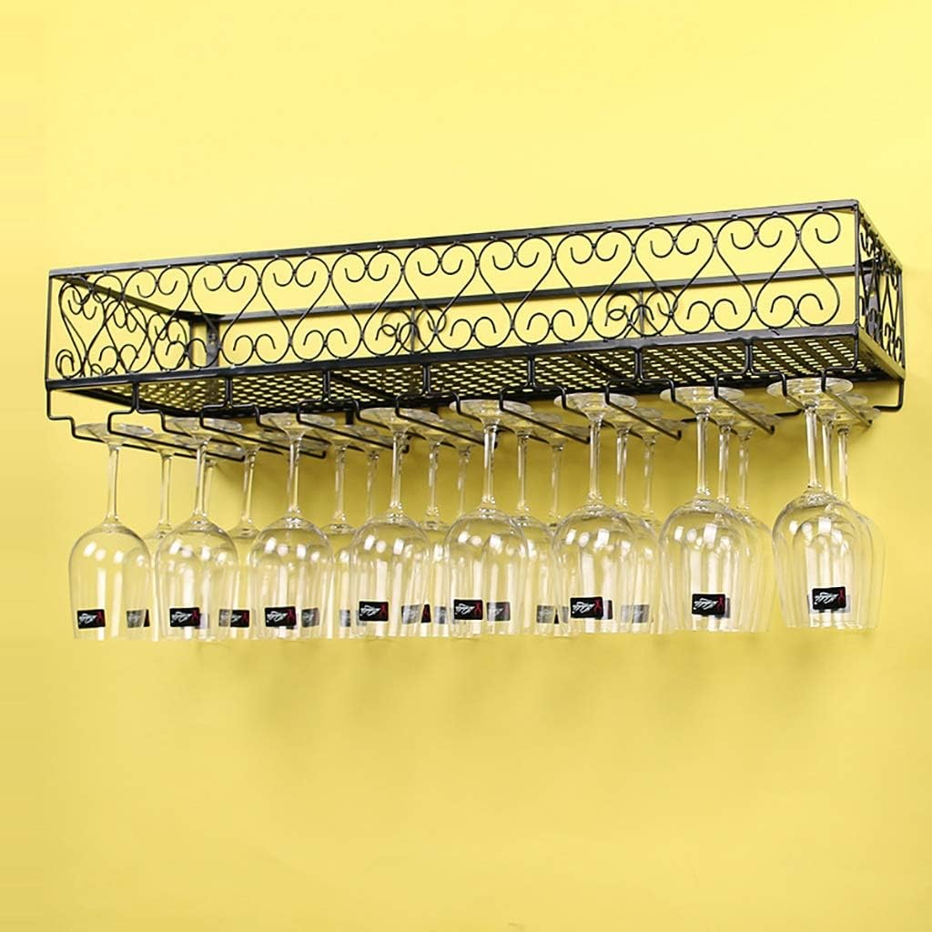 Wall-mounted Metal Wine Rack with Glass Holder, 120cm H296772