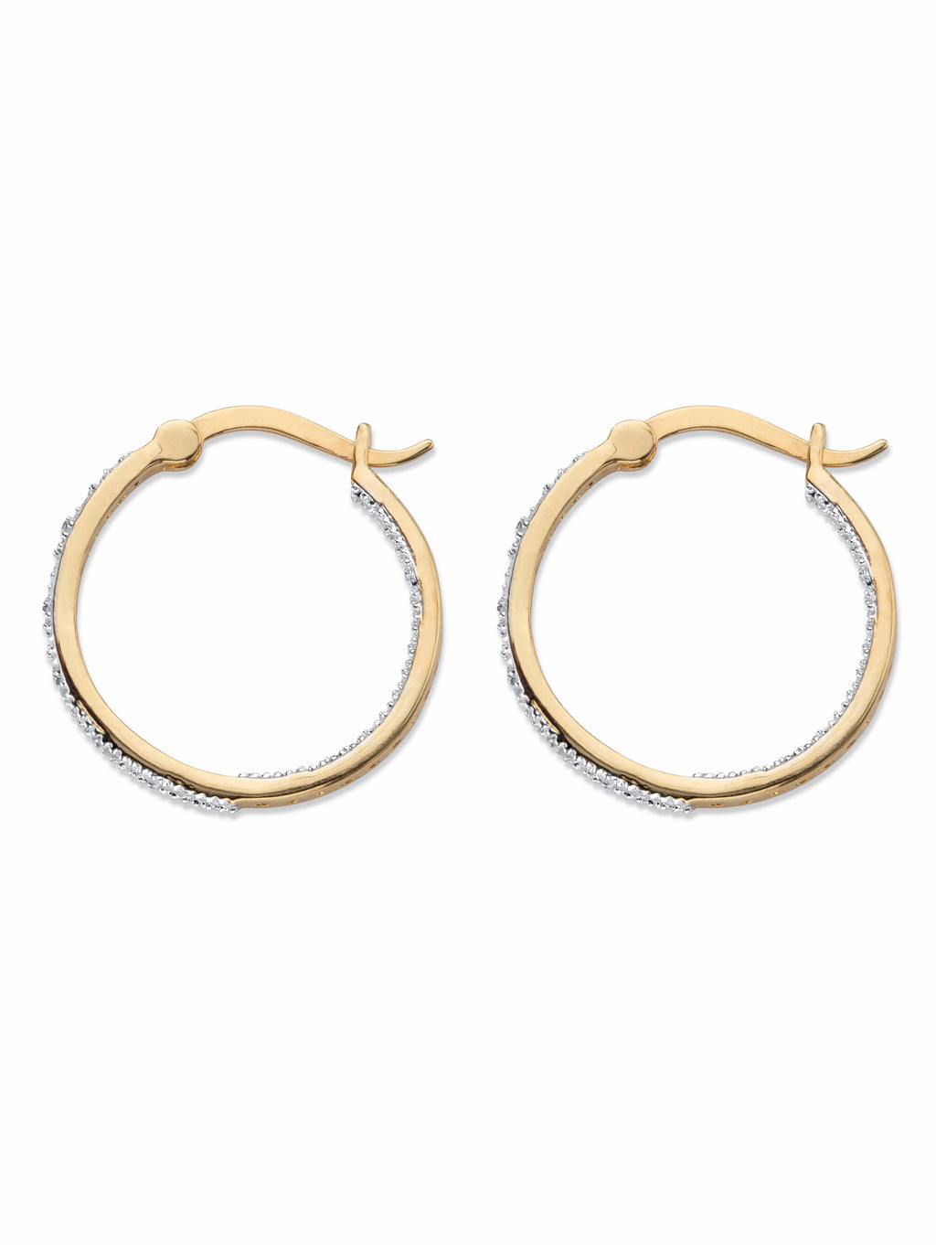 PalmBeach Jewelry Round Diamond Accent Inside-Out Hoop Earrings Gold-Plated L67362