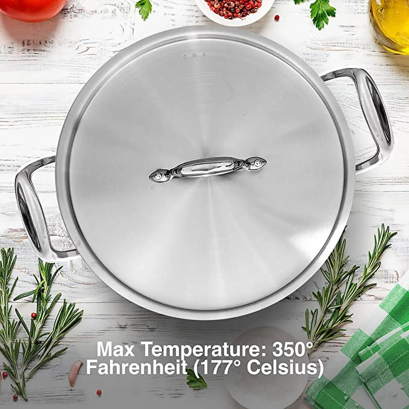 NutriChef Lid for 5-Quart Stockpot, Stainless Steel Cover with Handle M34743
