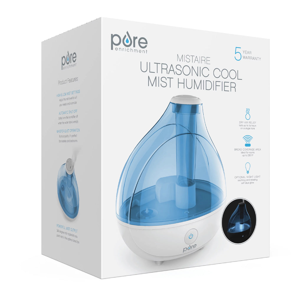 Pure Enrichment MistAire Ultrasonic Cool Mist Humidifier, 360° Rotation Nozzle, Auto Shut-Off T97272