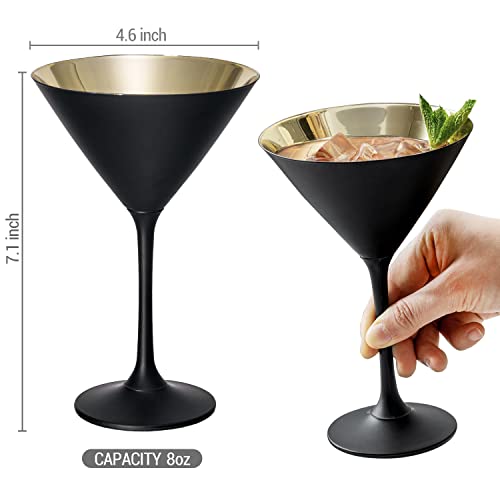 MyGift 8 oz Copper Tone Martini Glasses, Set of 2 X9381