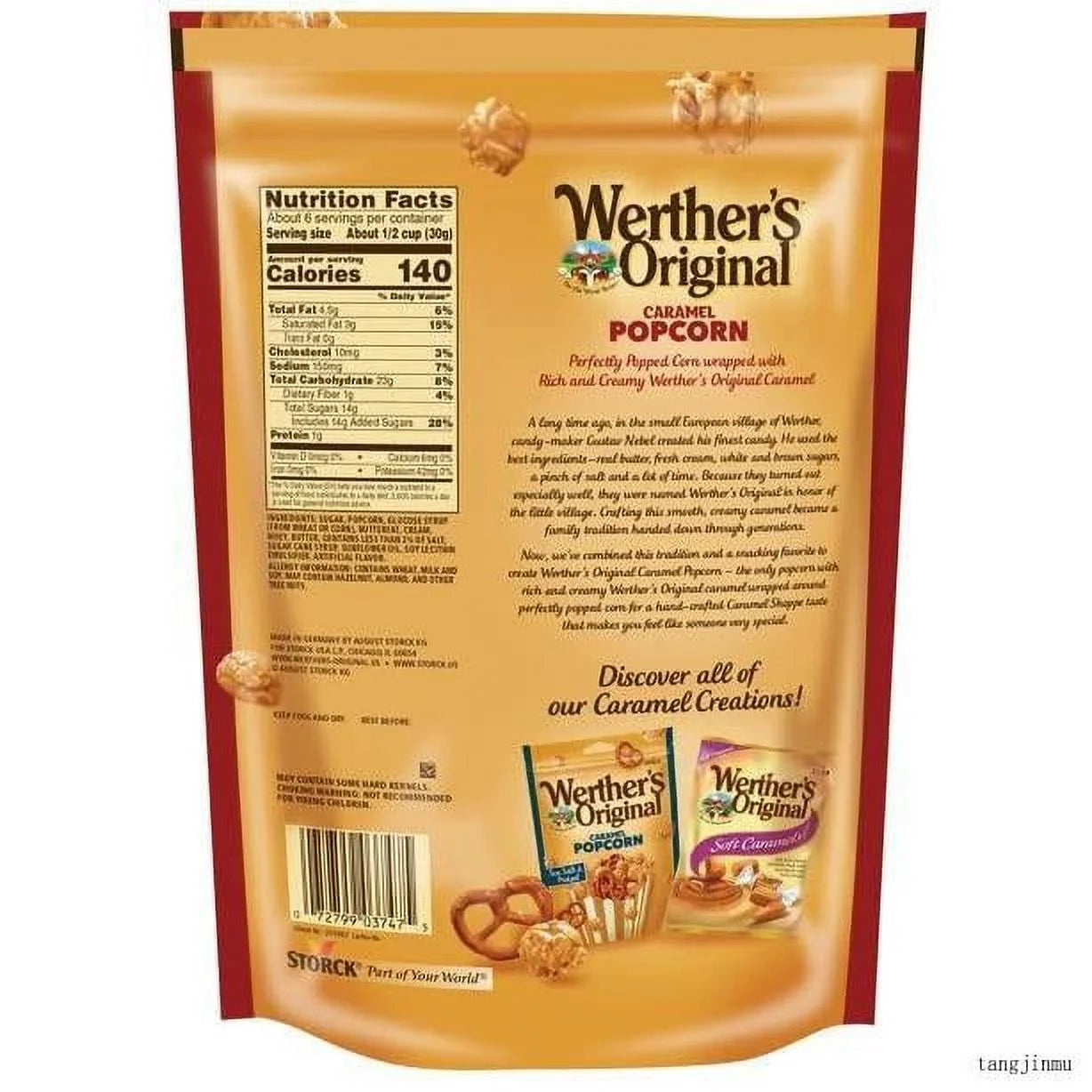 Werthers Original Caramel Popcorn 5.29 oz Bag (Pack of 3) Z157
